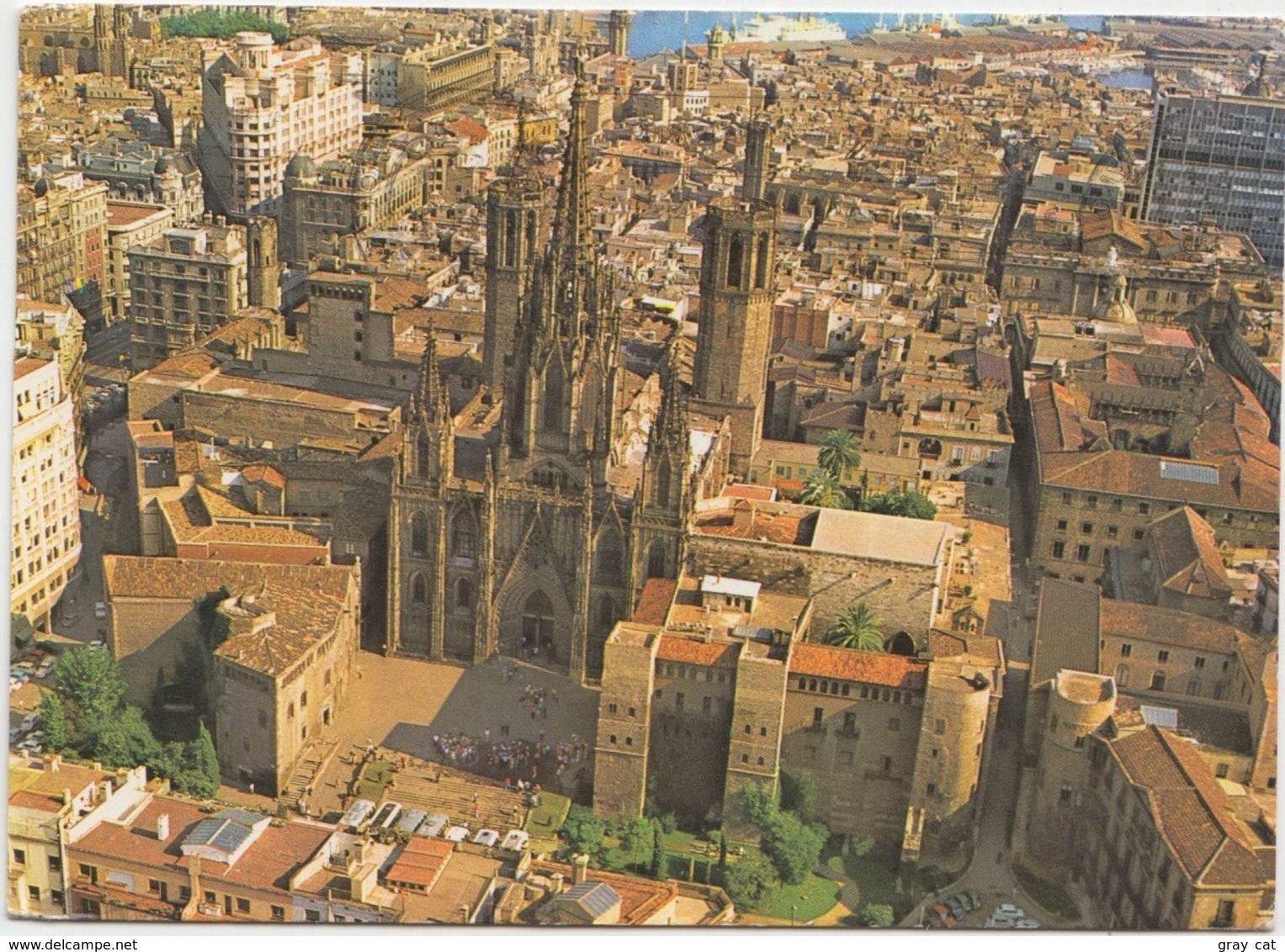 BARCELONA, Catedral Y Barrio Gotico, Vista Aerea, 1978 Used Postcard [22077] - Barcelona