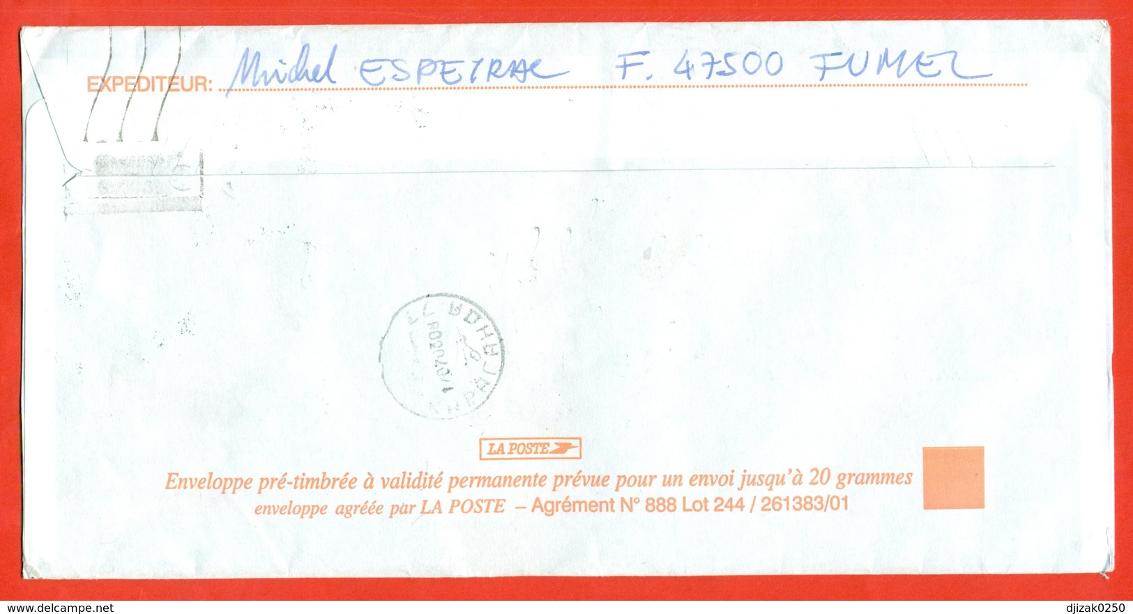 France 2003.Bicycle.Tour De France. Envelope With Printed Stamp .Really Passed The Mail.Airmail. - Other & Unclassified