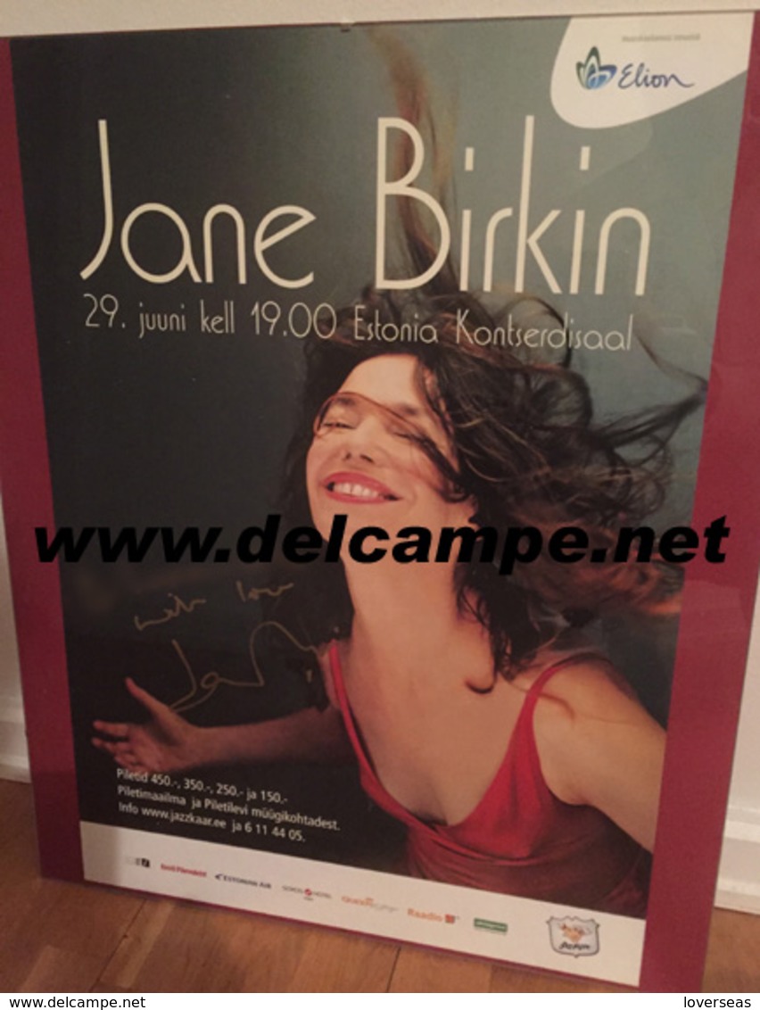 POSTER Concert DÉDICACÉ ESTONIE TALLINN Autographe Jane Birkin Affiche ARABESQUE - Afiches & Pósters