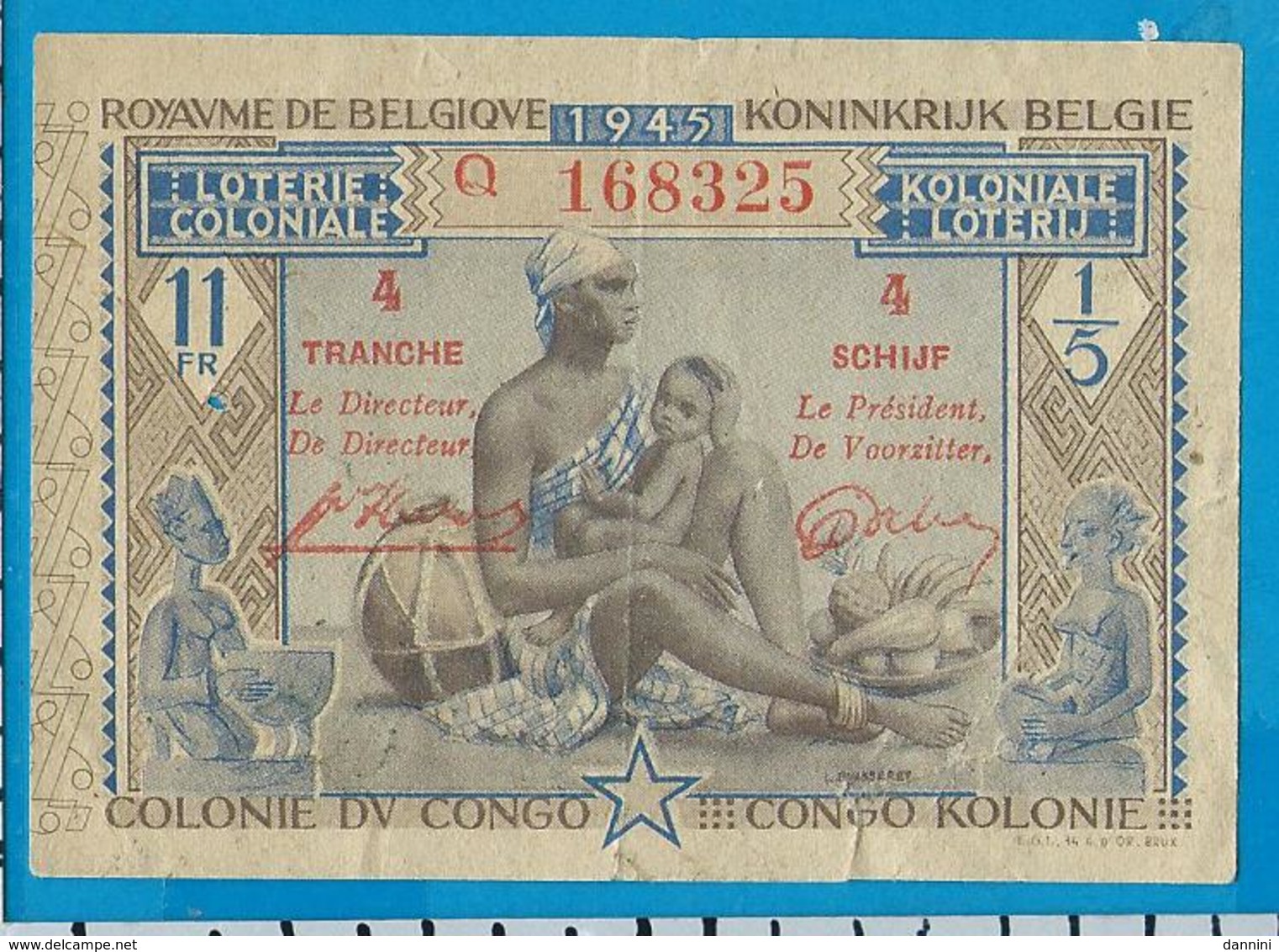 Koloniale Lotterij   1945  Congo - Billets De Loterie
