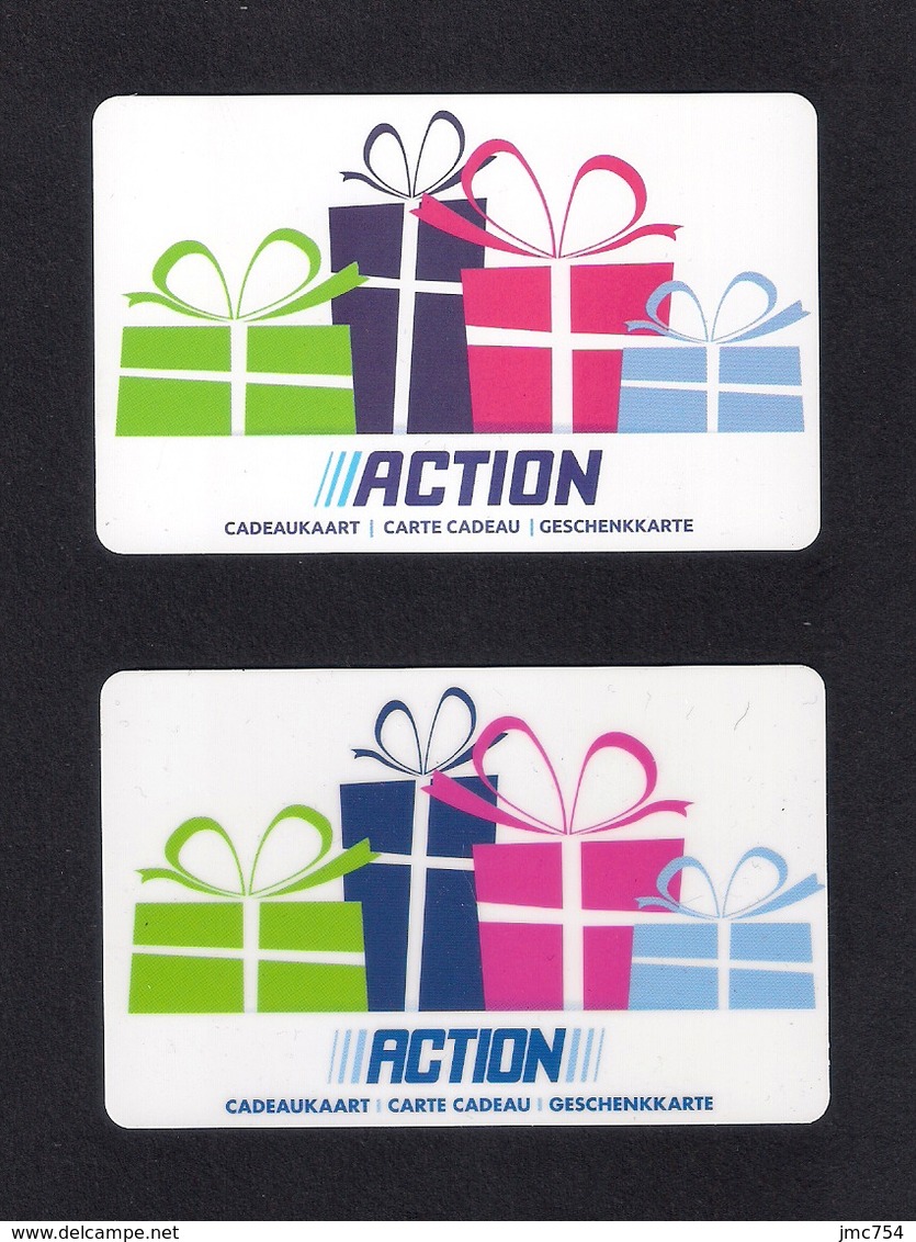 2 Carte Cadeau  ACTION   1 Brillante, 1 Mate.   Gift Card.   Geschenkkaart.   Tarjeta Regalo. - Cartes Cadeaux