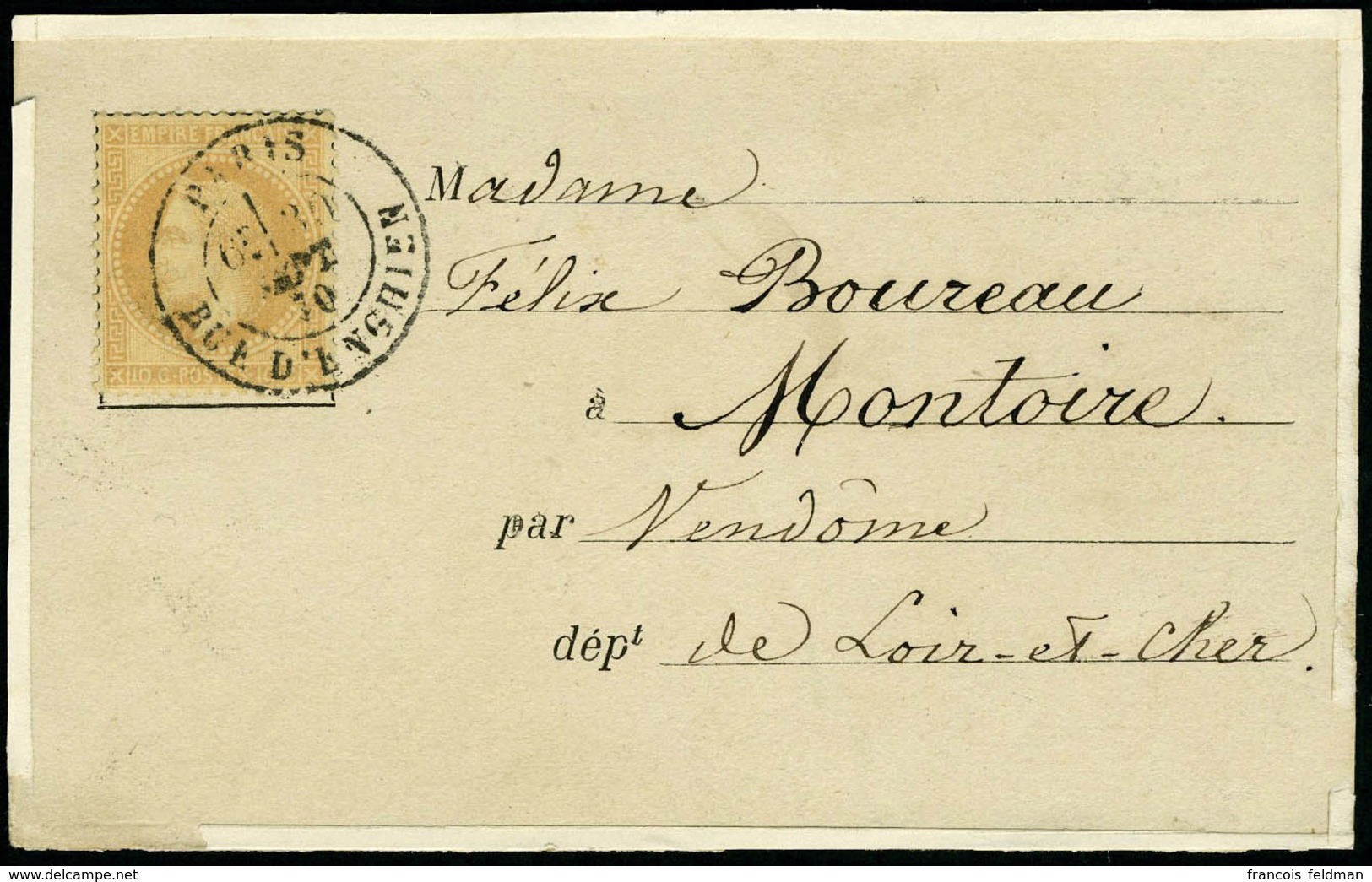 Lettre L'Armand Barbès, Carte Affranchie à 10c, Càd Paris R D'Enghien 30 Sept 70 Pour Montoire (L Et Ch), T.B. - Andere & Zonder Classificatie