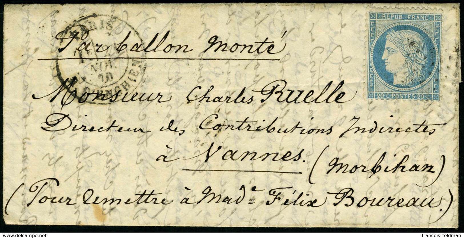 Lettre La Ville D'Orléans, Càd Paris R D'Enghien 21 Nov  70, Pour Vannes, Au Verso Càd Nantes à Quimper 10 Dec 70 Et Arr - Andere & Zonder Classificatie