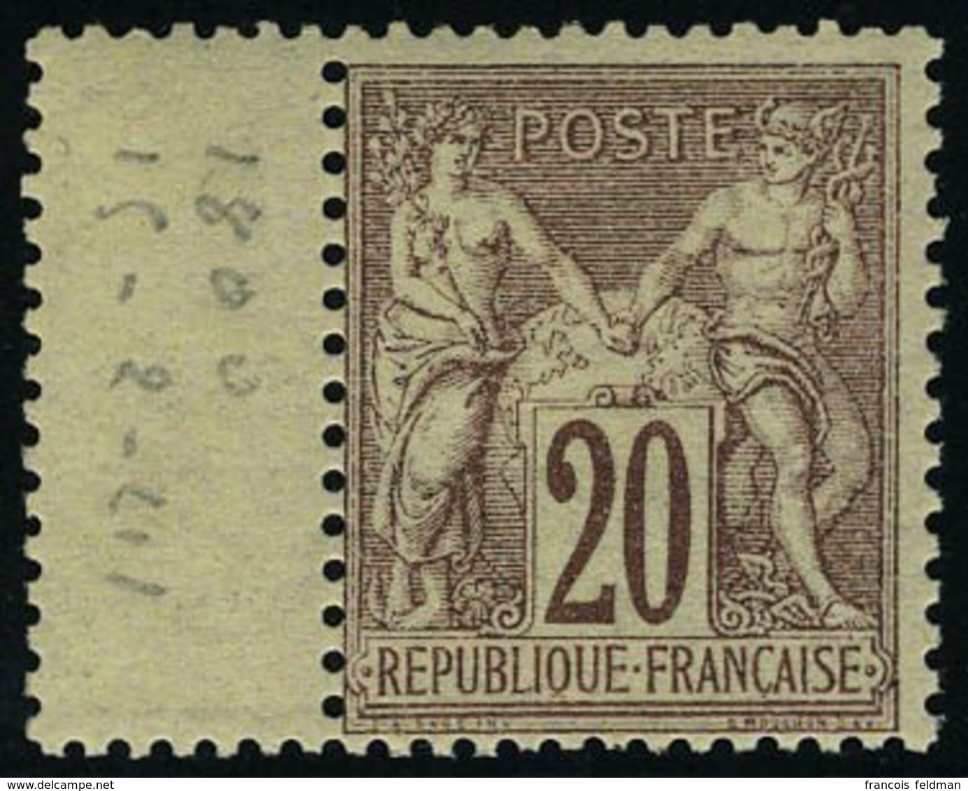 Neuf Sans Charnière N° 67, 20c Brun Lilas Type I, Bdf, T.B. - Other & Unclassified