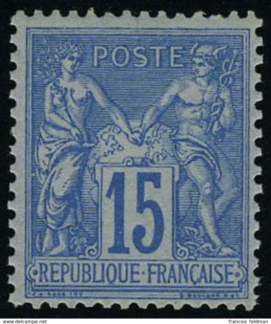Neuf Sans Charnière N° 90a, 15c Bleu Sur Bleu T.B. - Andere & Zonder Classificatie