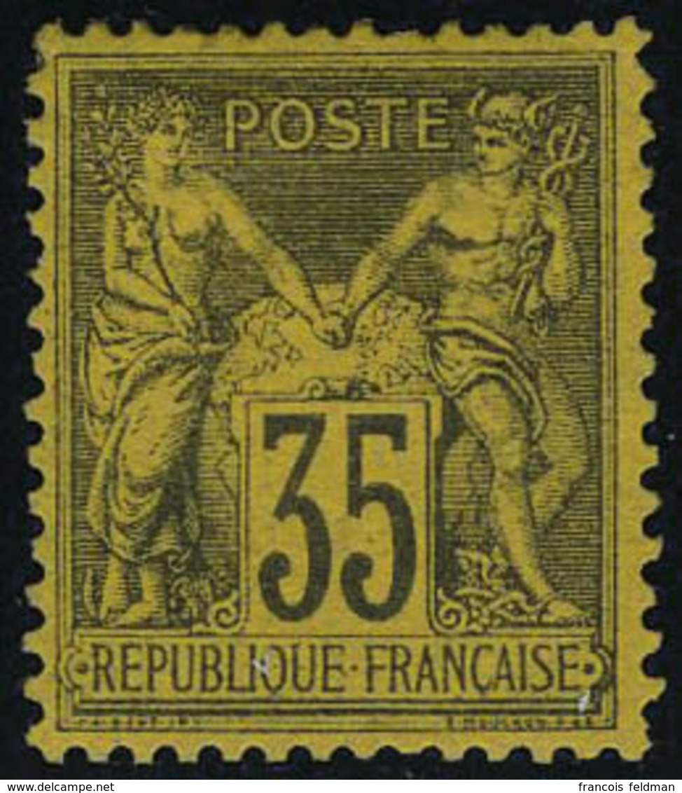 Neuf Avec Charnière N° 93, 35c Violet Noir Sur Jaune TB Signé Calves - Other & Unclassified