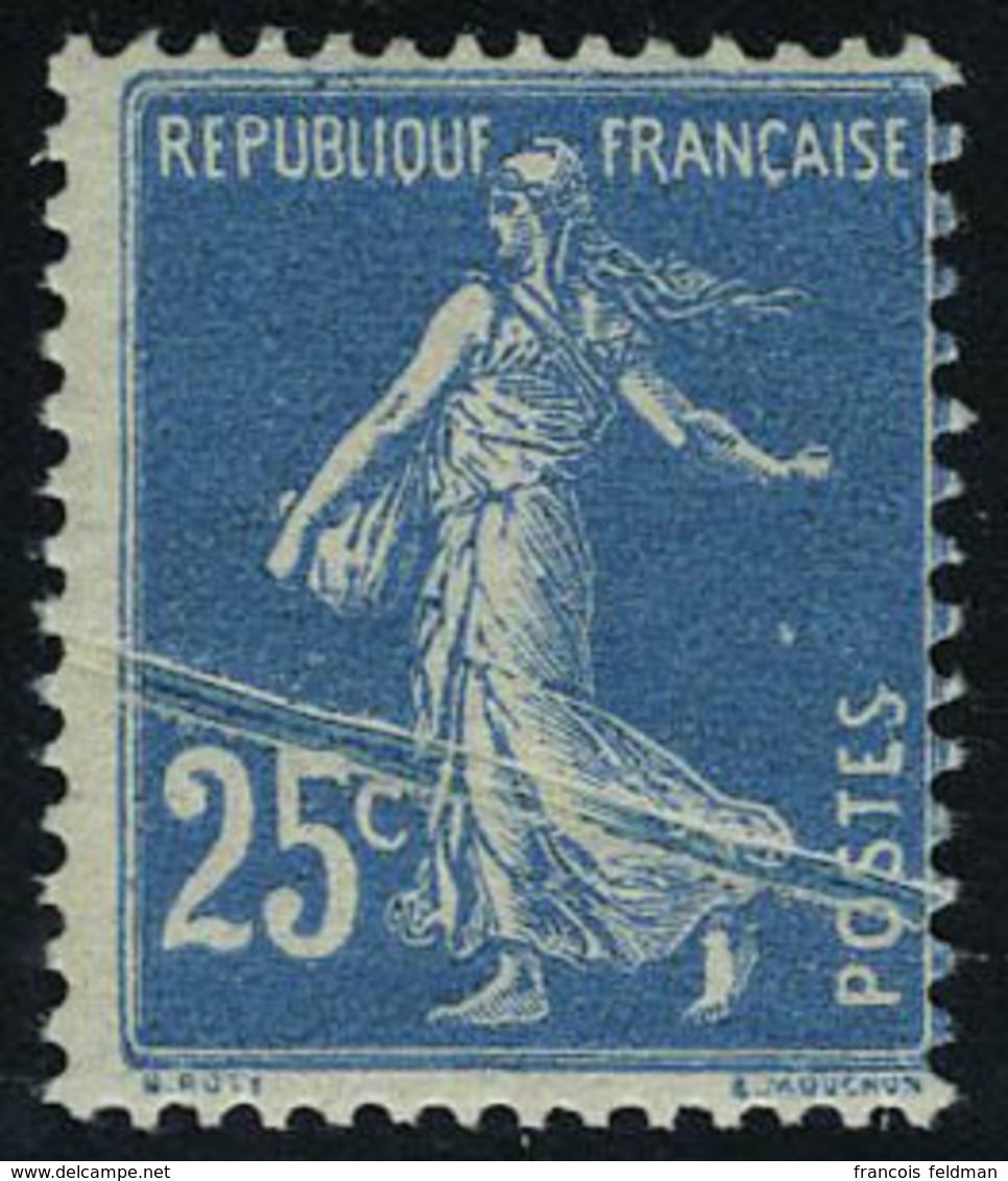 Neuf Sans Charnière N° 140, 25c Bleu Pli Accodéon, T.B. - Andere & Zonder Classificatie