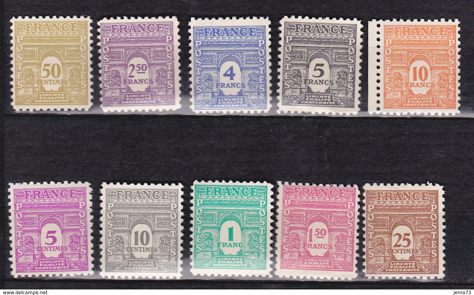 N° 620 à 629 Série Arc De Triomphe De L'Etoile 1er Sérieen  Timbres Impeccable - 1944-45 Triomfboog