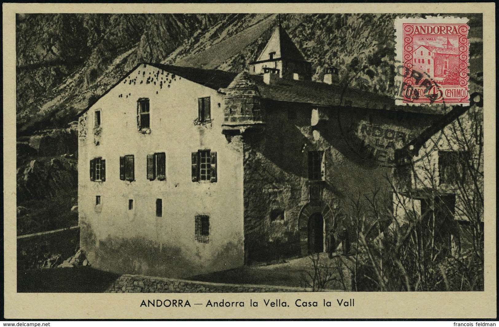 Lettre N° 38, 45c Maison Des Vallées Sur CM Càd Andorra La Vieja 11 Ago 49, T.B. - Other & Unclassified