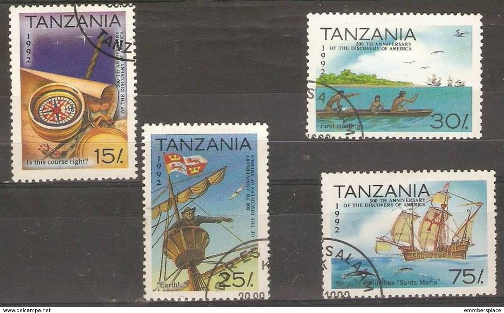 Tanzania - 1992 Discovery Of America Used   SG 1346-8 & 1350 - Tansania (1964-...)