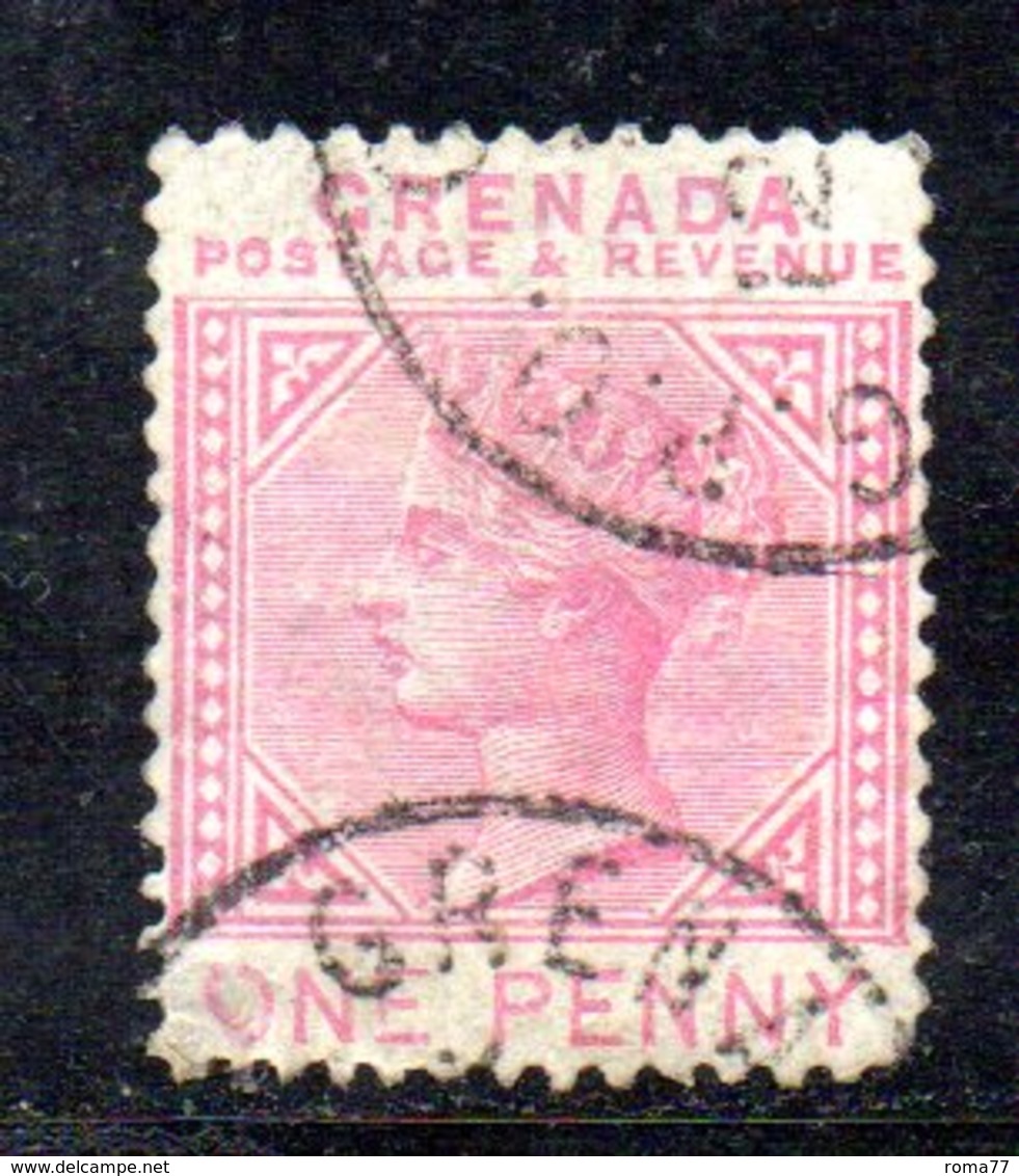 W461 - GRENADA 1887 , 1 Cent Yvert N. 23 (gibbons 40) Usato. Fil CA CAPOVOLTA : Non Catalogata - Grenada (...-1974)