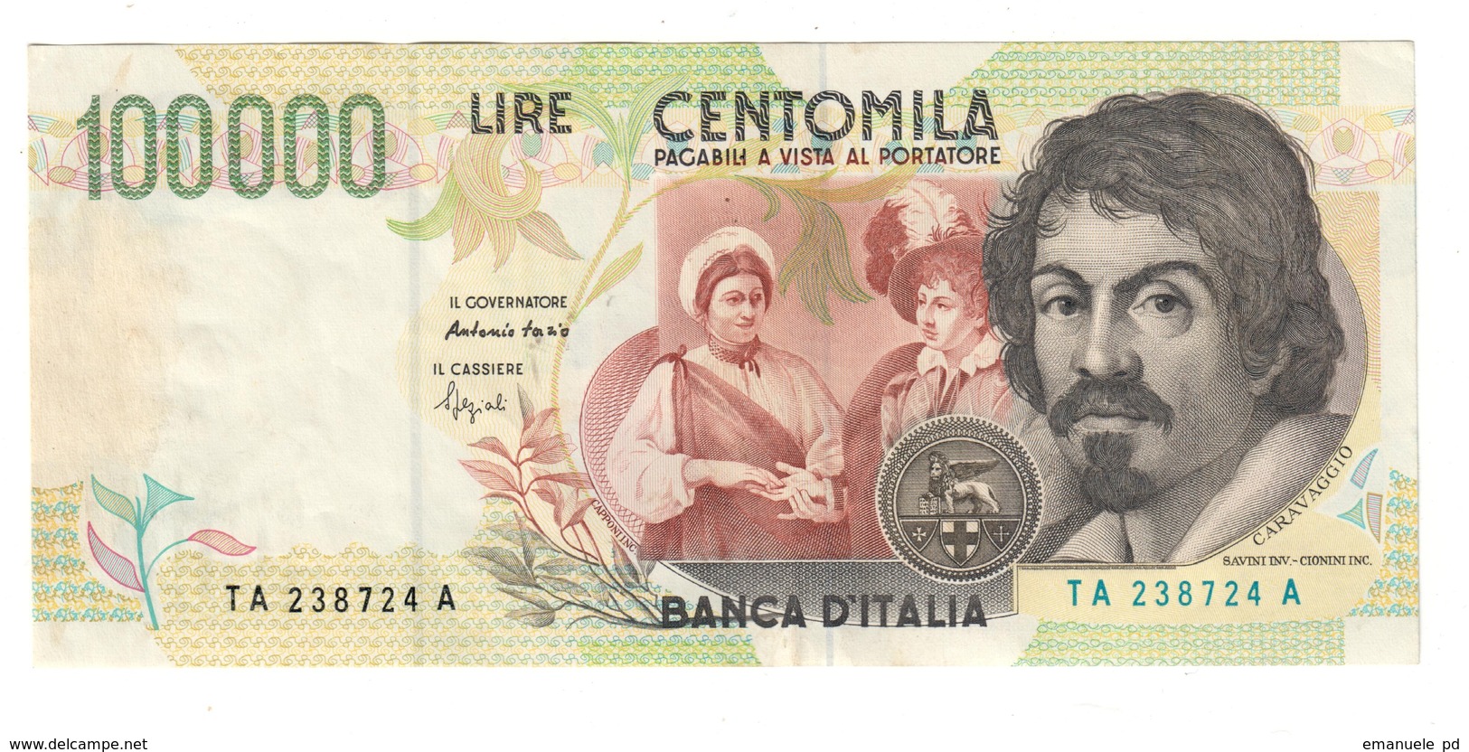 Italy 100000 Lire Caravaggio 2 Type - 100000 Lire