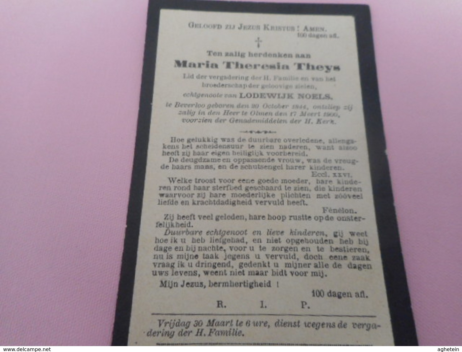 D.P.-MARIA-TH.THEYS °BEVERLOO 20-10-1844+OLMEN 17-3-1900 - Religion & Esotericism