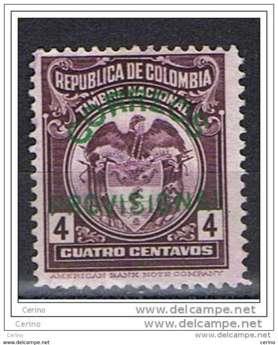 COLOMBIA:  1925  SOPRASTAMPATO  -  4 C. VIOLETTO  S.G.  -  YV/TELL. 257 - Colombia