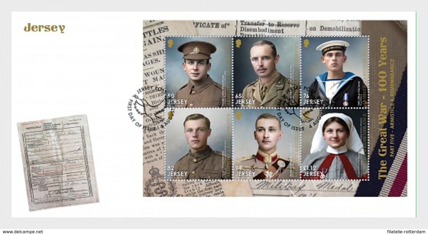 Jersey - Postfris / MNH - FDC Sheet 100 Jaar The Great War 2018 - Jersey