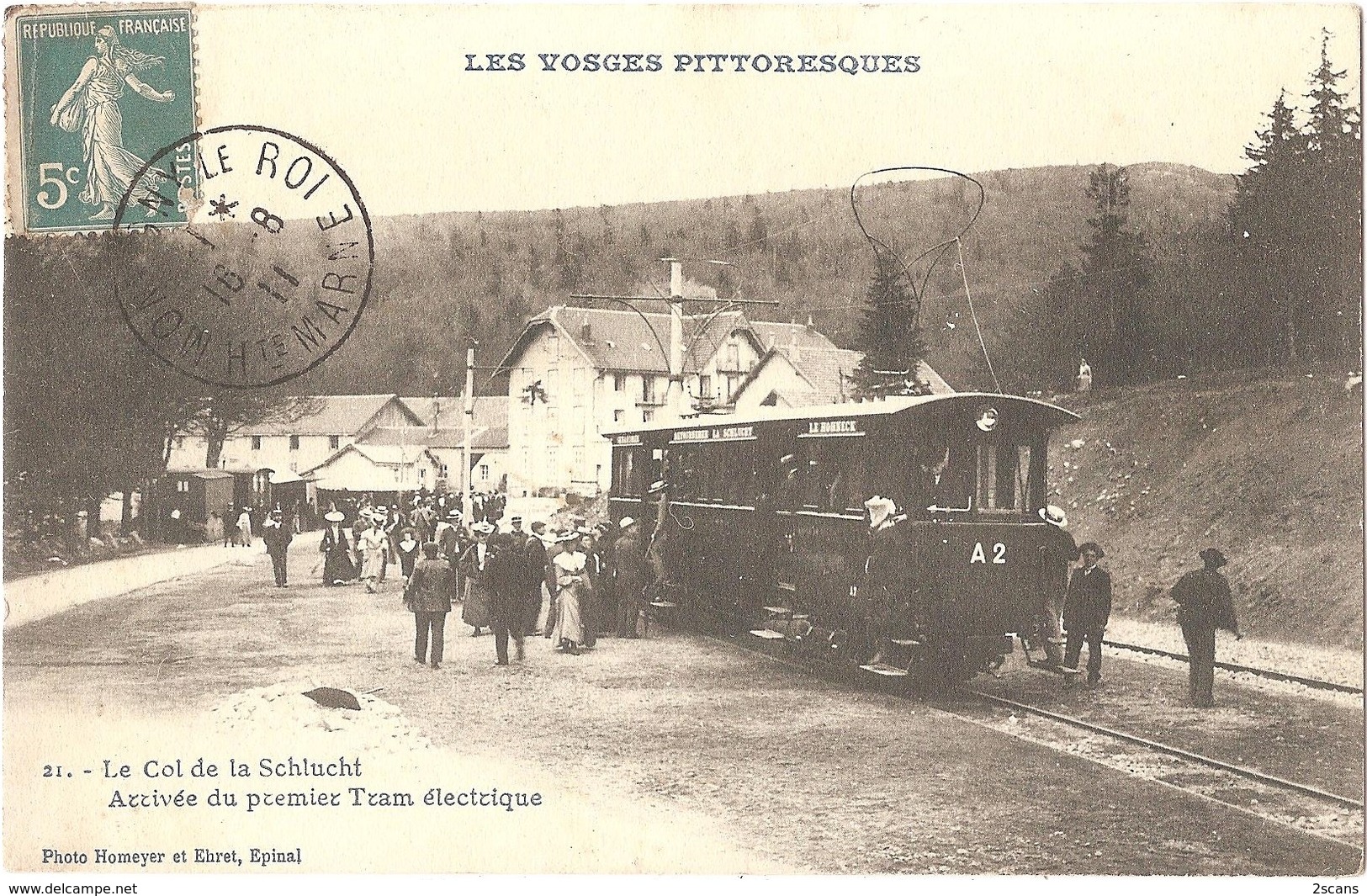 Dépt 88 - COL DE LA SCHLUCHT - Arrivée Premier Tram électrique Schlucht/Hohneck (tramway, Train) - écrite Par L. TRAVERT - Other & Unclassified