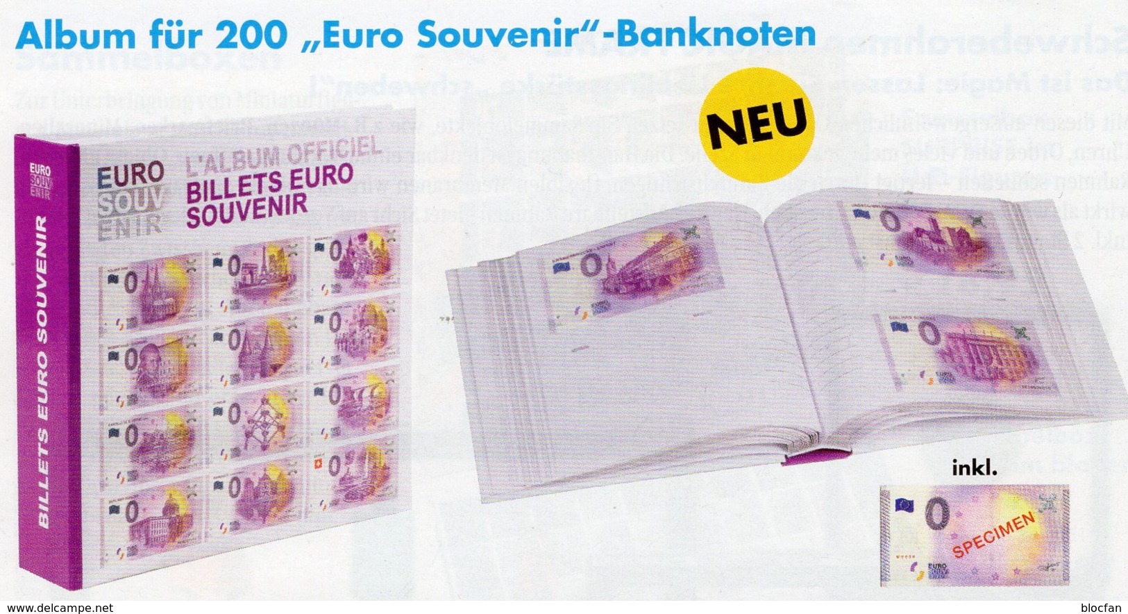 Für 0-EURO-Souvenirscheine Banknoten Album New 25€ Ohne Vordruck Der Souvenir-Noten In Leuchtturm Mit Muster-Schein - Other & Unclassified