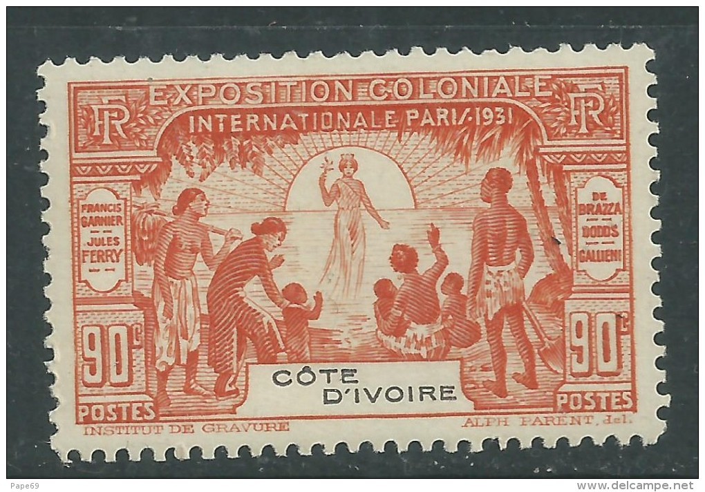 Cote D'Ivoire N° 86 X Exposition Coloniale De Paris : 90 C. Rouge-orange  Trace De  Charnière Sinon TB - Nuovi