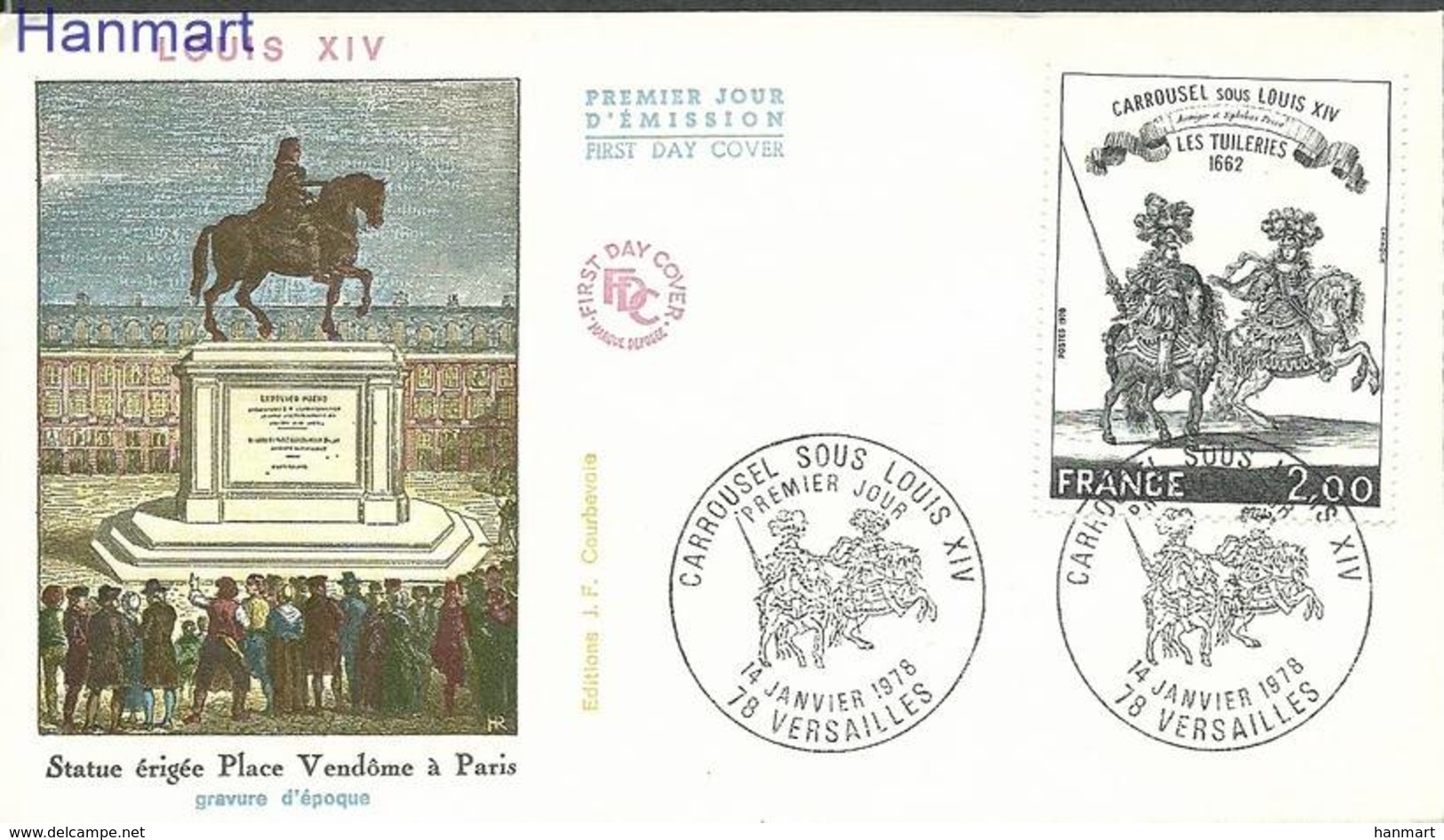 France 1978 Mi 2062b FDC ( FDC ZE1 FRN2062#b ) - Paarden