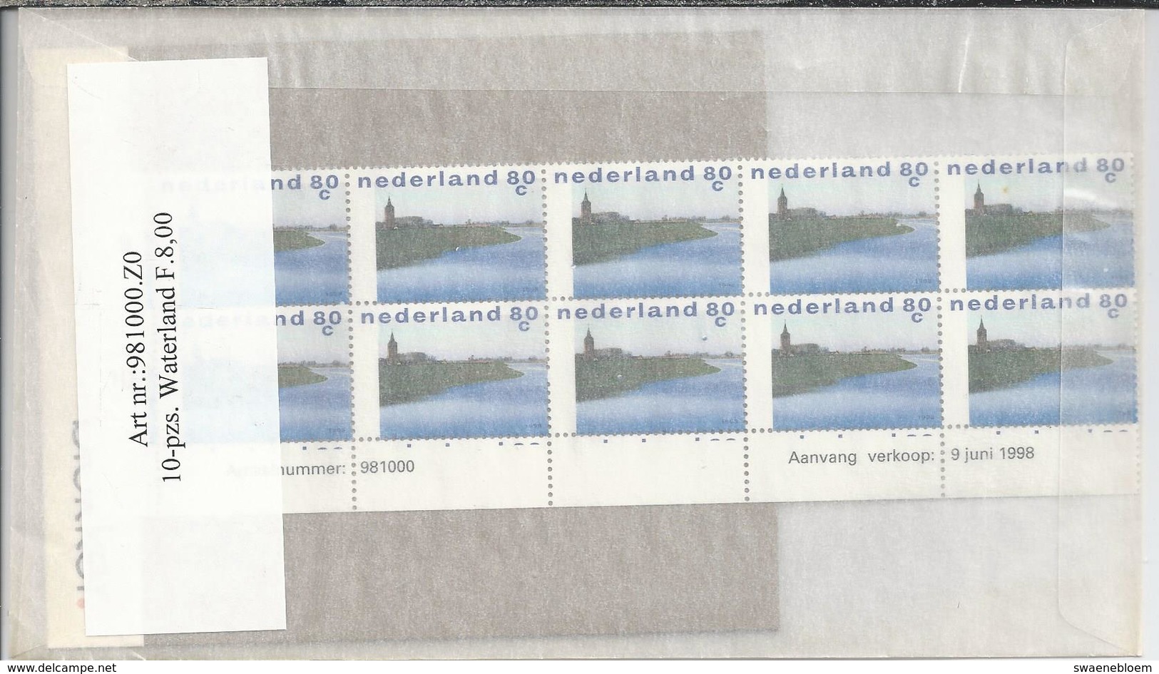 PZ.- Waterland**. 1998. 10 Postzegels In Originele Verpakking Art. Nr. 981000.Z0. Kerk. Water. Weiland. - Milieubescherming & Klimaat