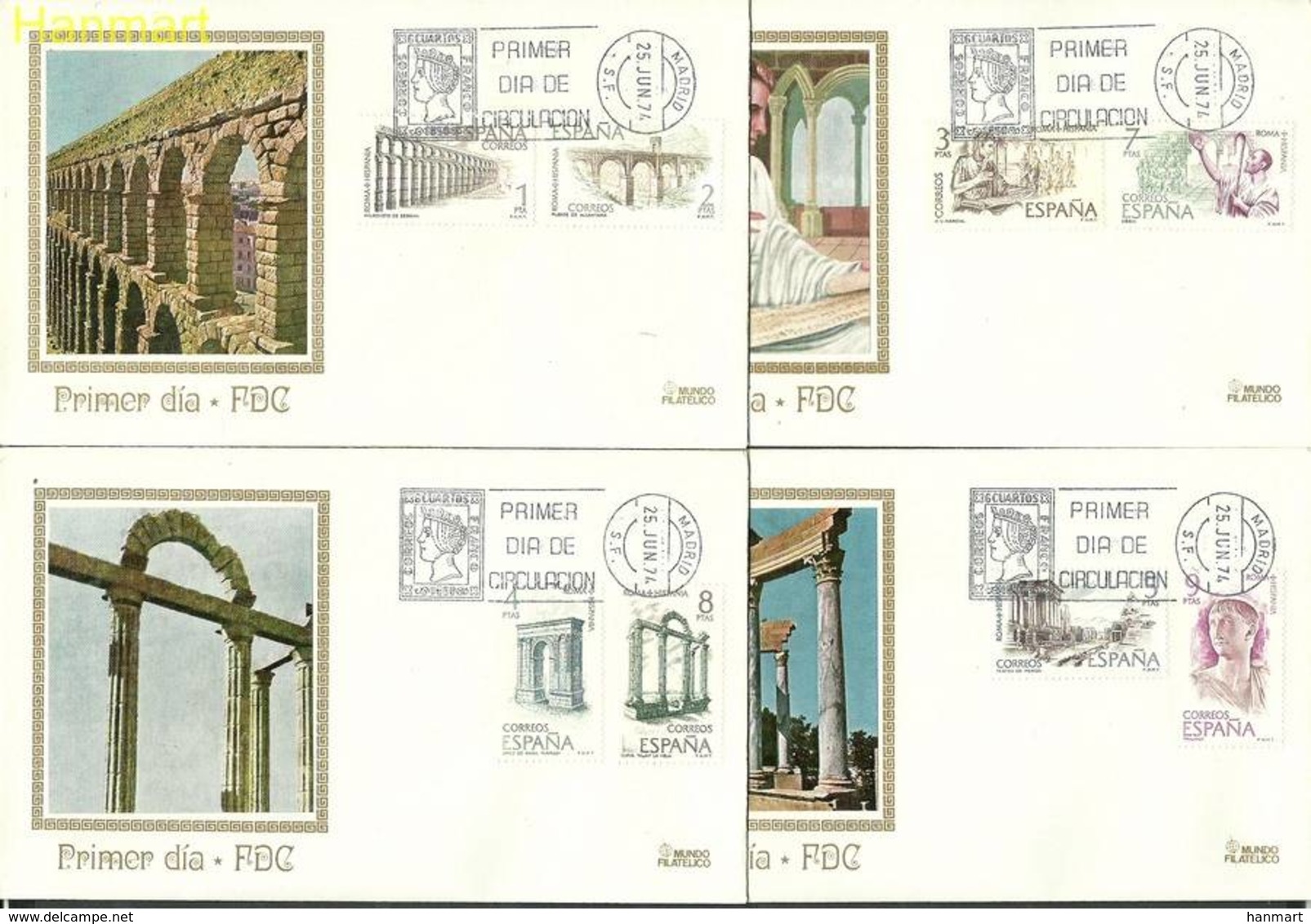 Spain 1974 Mi 2079-2086 FDC ( FDC ZE1 SPN2079-2086 ) - Archéologie