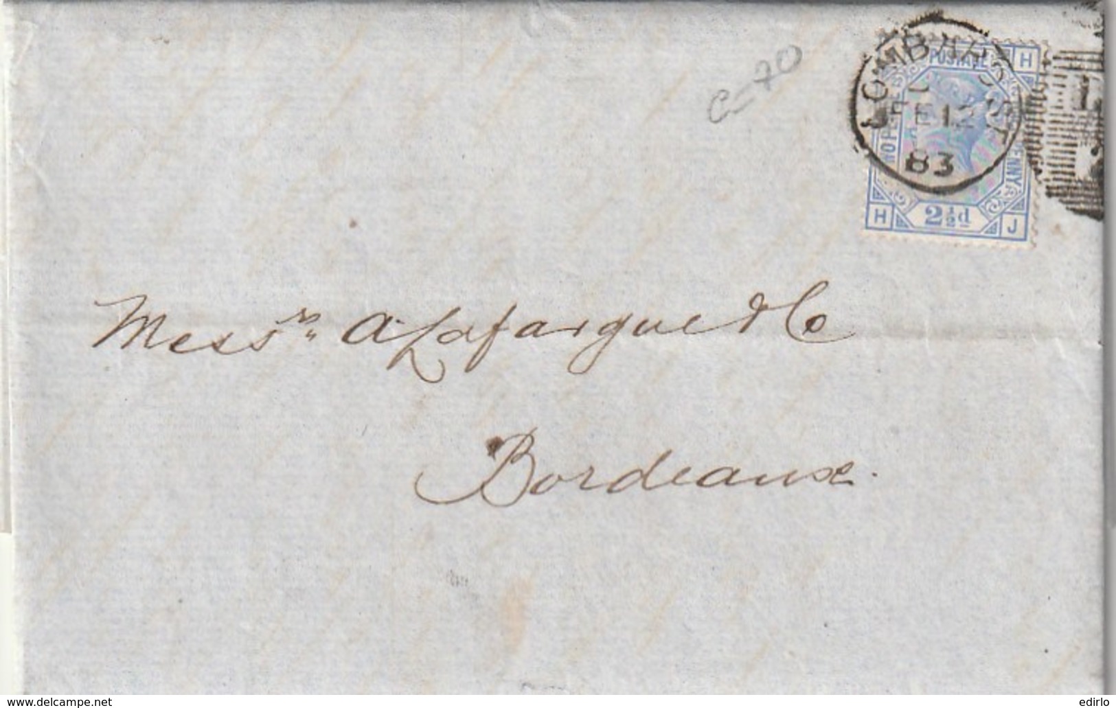 Grande Bretagne N°  57 Sur Lettre Pour Bordeaux Timbre Seul Côte 40€ - Lettres & Documents