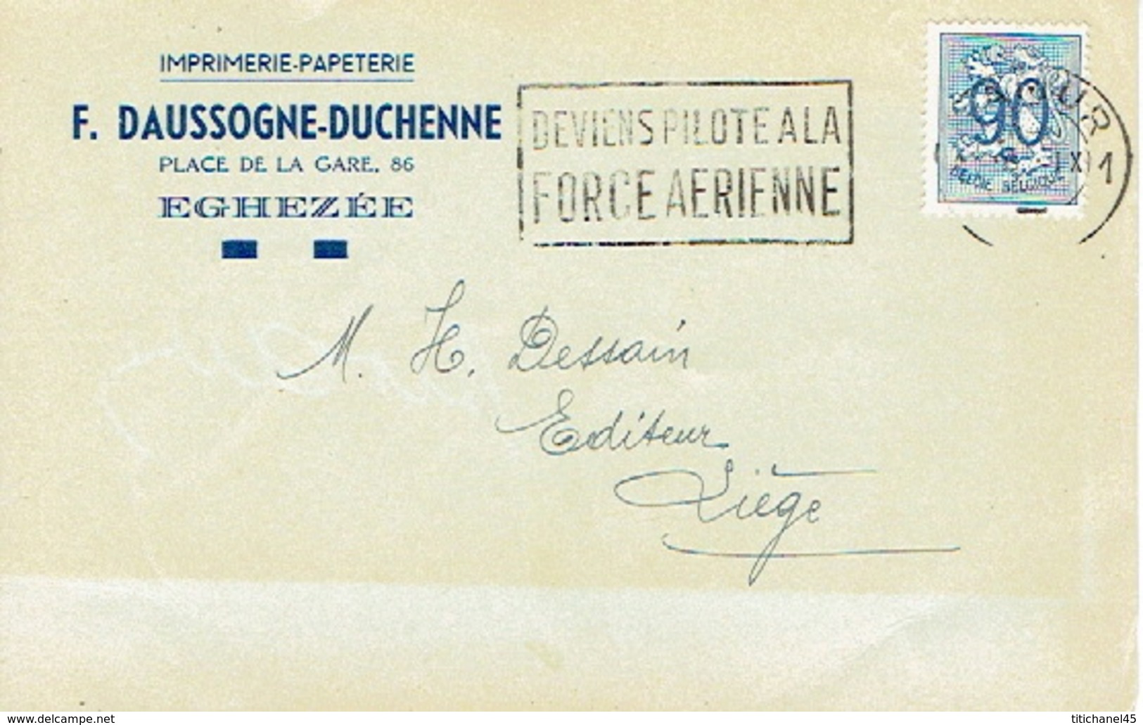 CP Publicitaire EGHEZEE 1952 - F. DAUSSOGNE-DUCHENNE -  Imprimerie-Papeterie - Eghezee