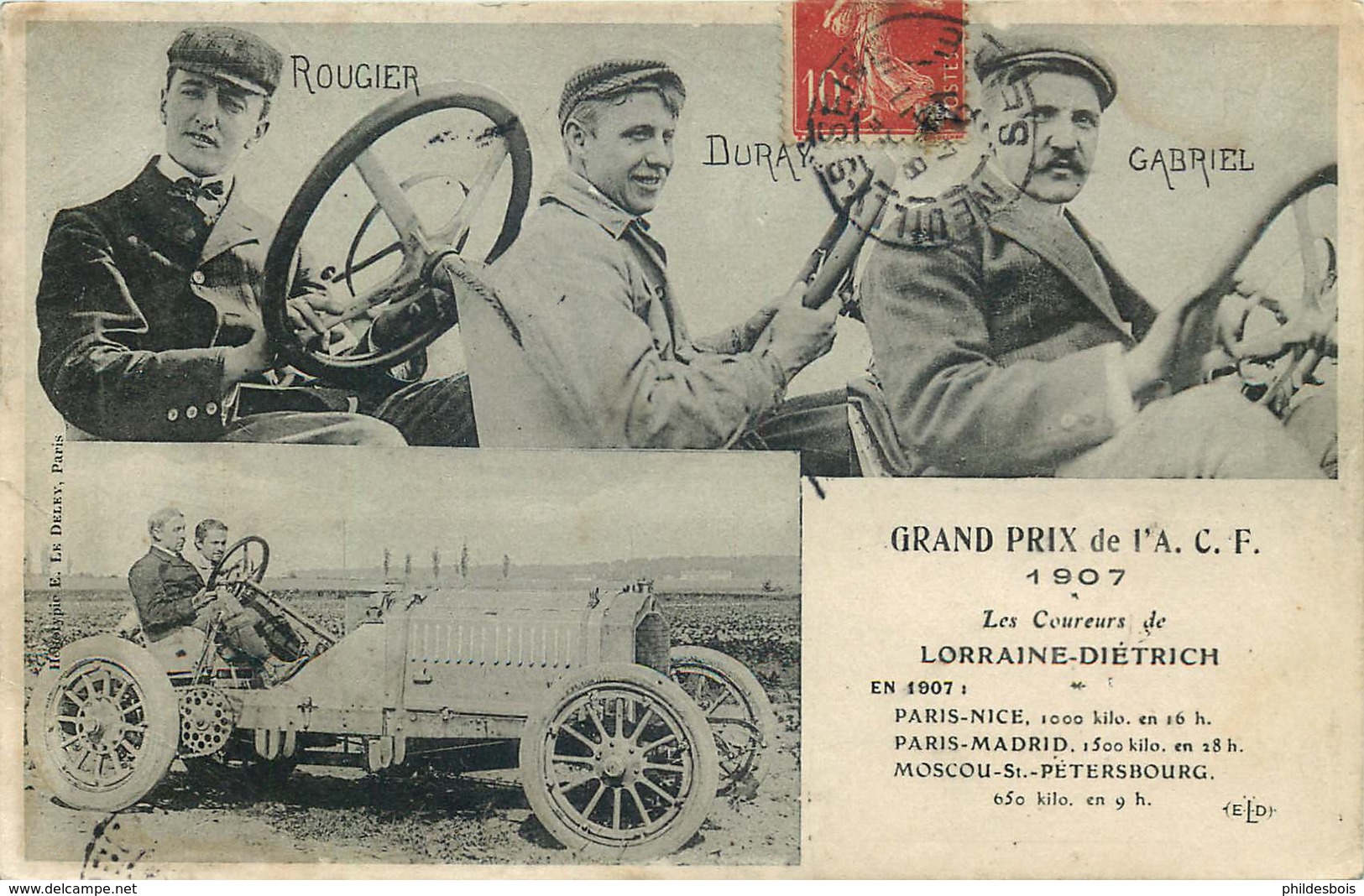 SEINE MARITIME Grand Prix De L'A.C.F 6 / 7 Juillet 1907  LES COUREURS De LORRAINE  DIETRICH ( Argenteuil ) - Autres & Non Classés