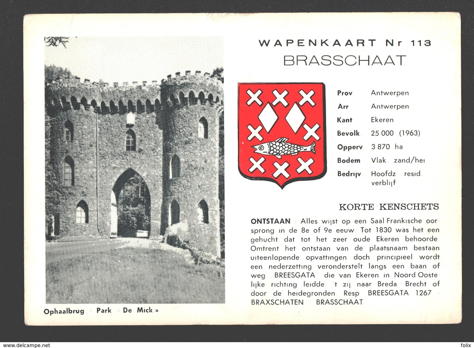 Brasschaat - Wapenkaart - Ophaalbrug Park De Mick - Informatieve Kaart - Brasschaat