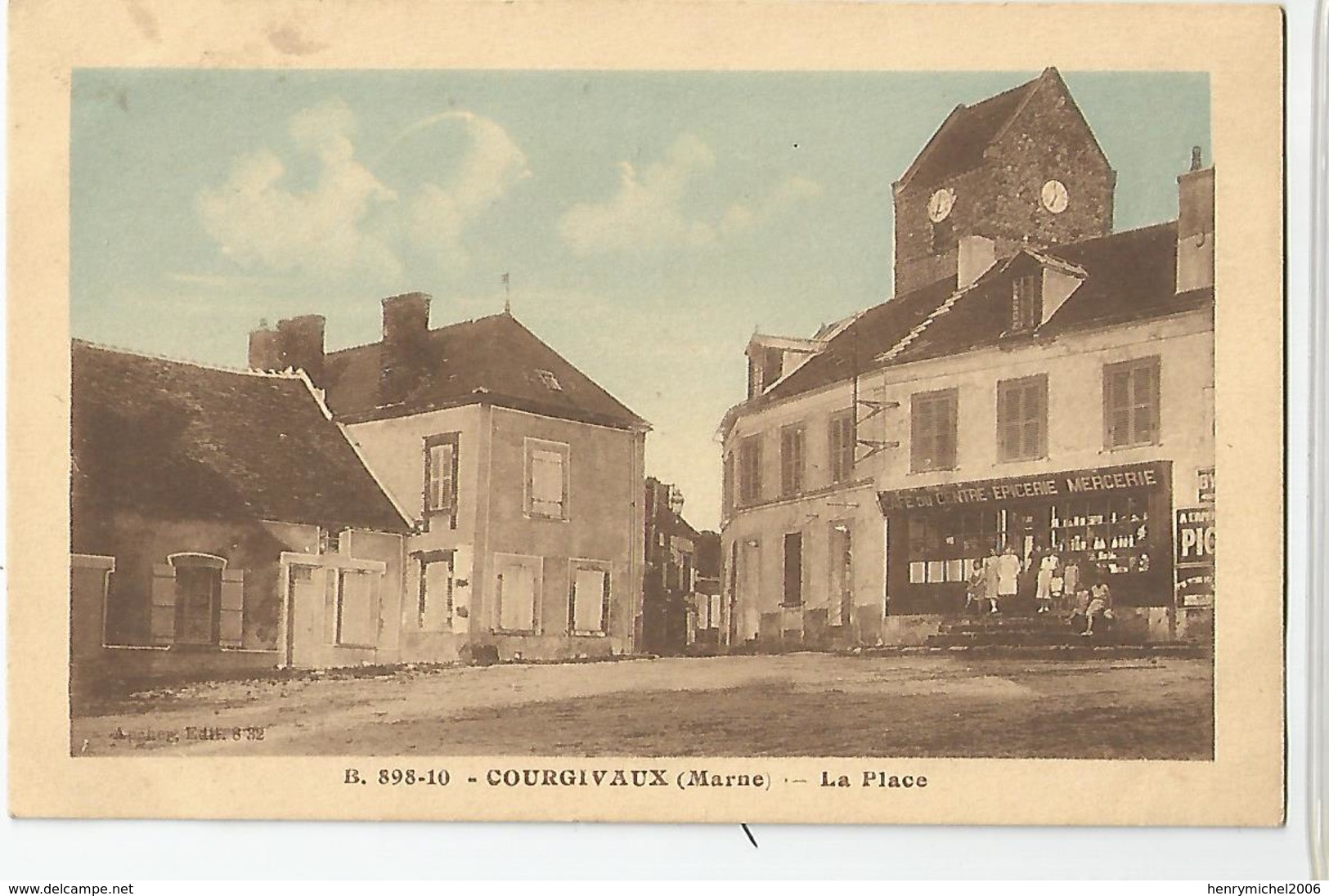 51 Marne - Courgivaux Café Du Centre épicerie Mercerie Sur La Place 1937 - Autres & Non Classés