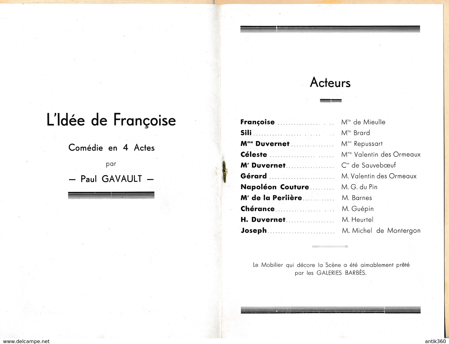 Ancien Programme Pièce L'Idée Française Fête Au Profit De La Croix Rouge De La Jeunesse - Programs