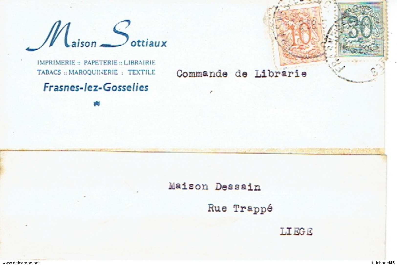 CP Publicitaire FRASNES-LEZ-GOSSELIES 1959 - MAISON SOTTIAUX - Imprimerie- Librairie - Papeterie - Les Bons Villers