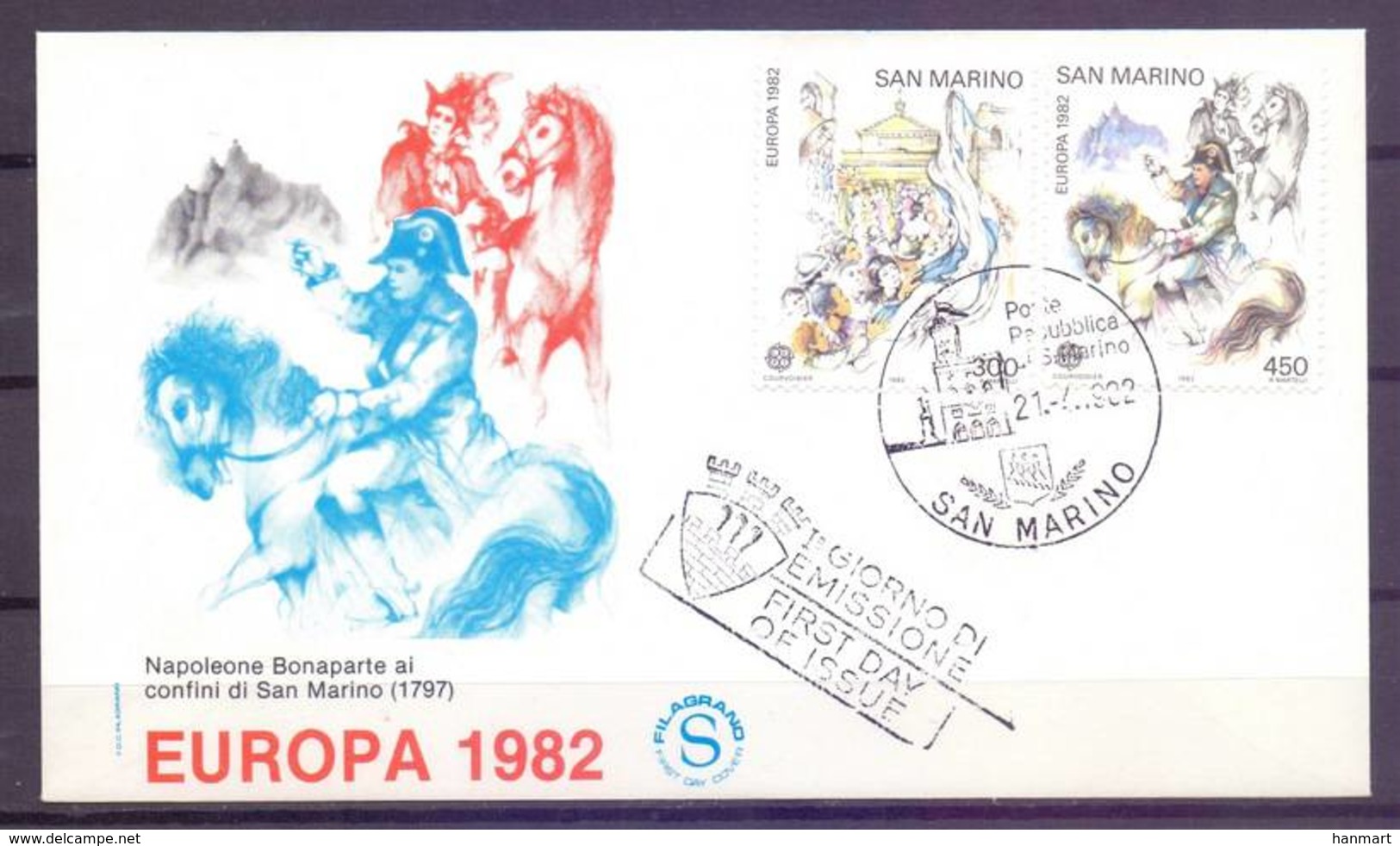 San Marino 1982 Mi 1249-1250 FDC ( FDC ZE2 SMR1249-1250 ) - Chevaux