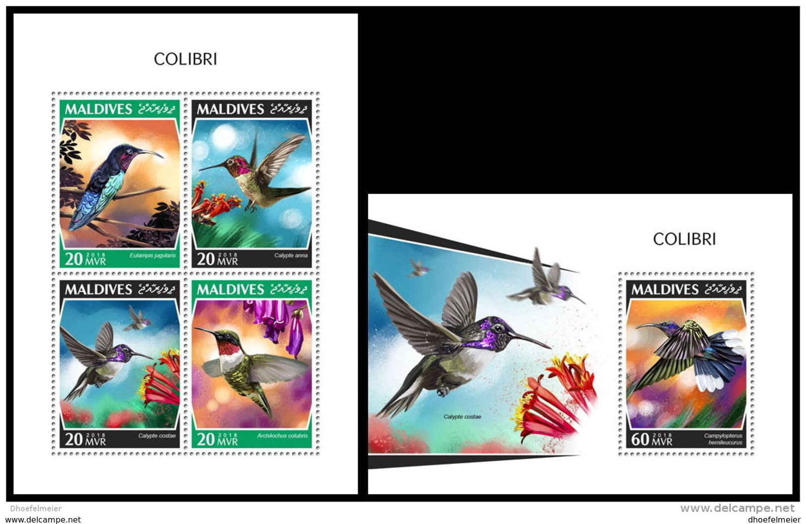 MALDIVES 2018 MNH** Colibri Kolibri M/S+S/S - OFFICIAL ISSUE - DH1843 - Hummingbirds