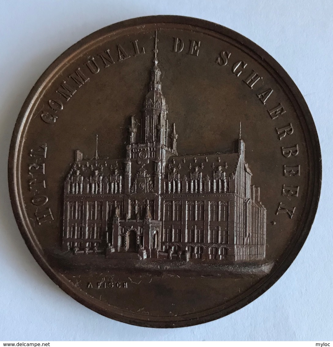Médaille. Fêtes Communales De Schaerbeek 1890. A. Fisch. Diam. 64mm - Professionnels / De Société
