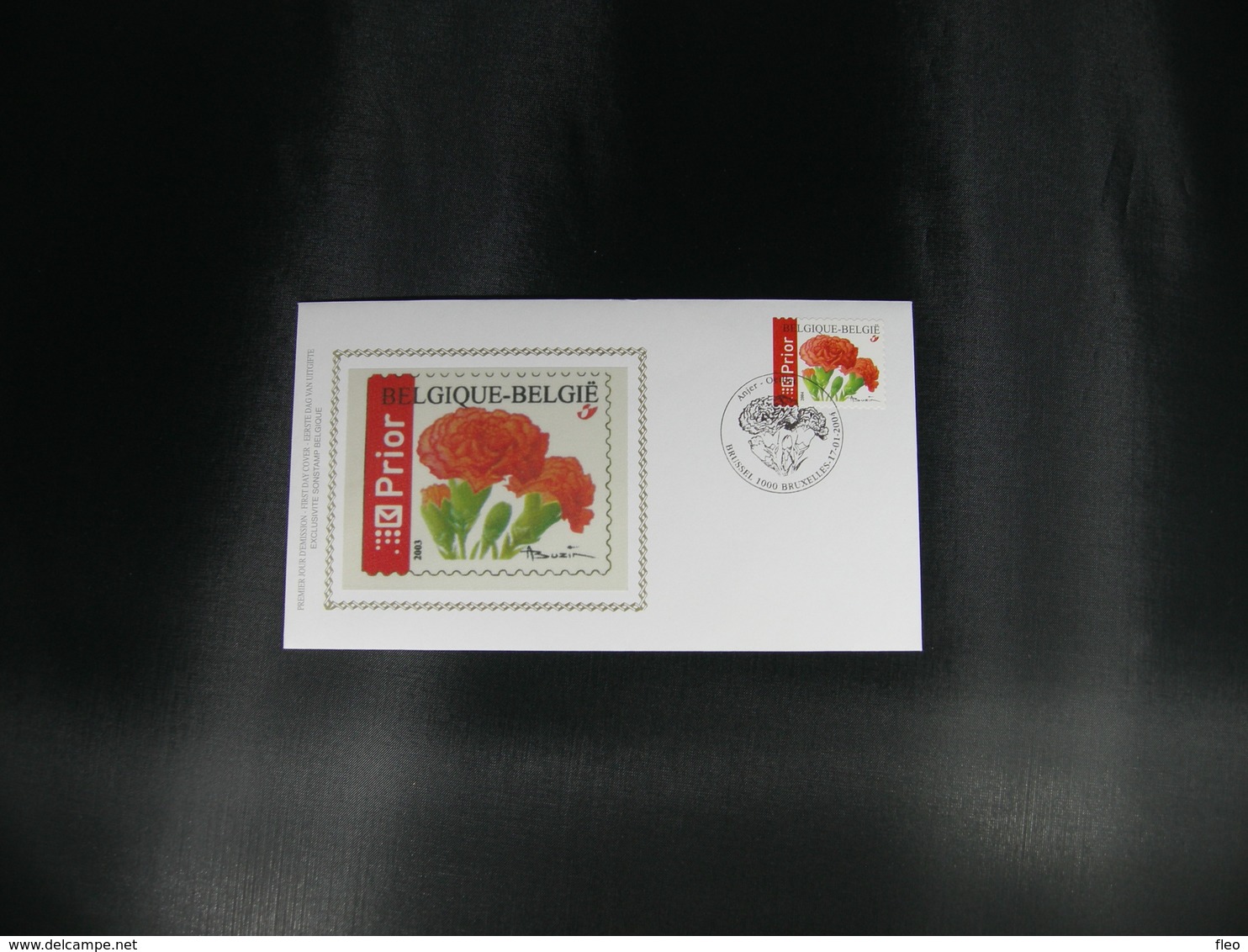 BELG.2004 3234 FDC (Brus/Brux) Silk-soie-zijde  "Buzin,Bloemen - Anjer - Uit B43" - 2001-2010