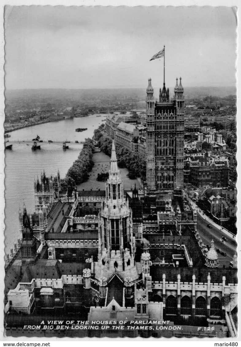 A  VIEW  OF  THE  HOUSES  OF  PARLIAMENT FROM  BIG  BEN  LOOKING UP  THE  THAMES, LONDON           2 SCAN   (VIAGGIATA) - Houses Of Parliament