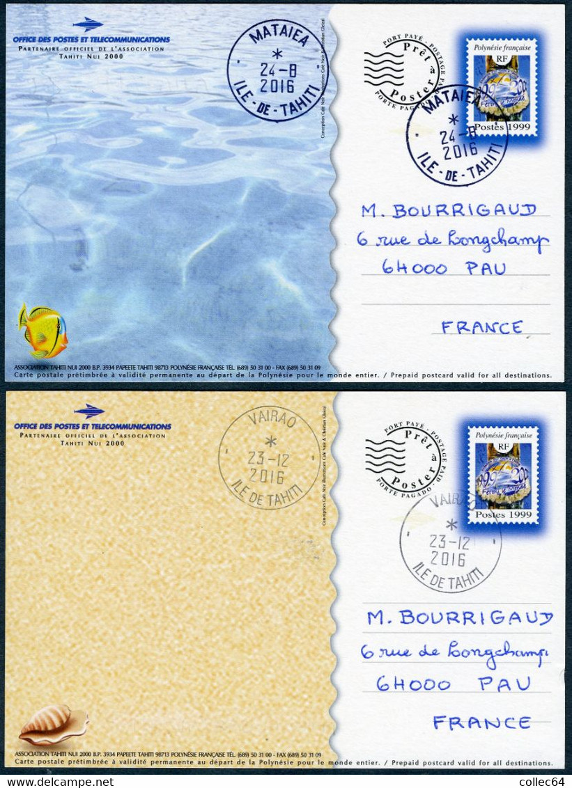 2 Cartes Postales De 1999 - Cachets De Vairao Et Mataiea (Tahiti) - Prêt-à-poster