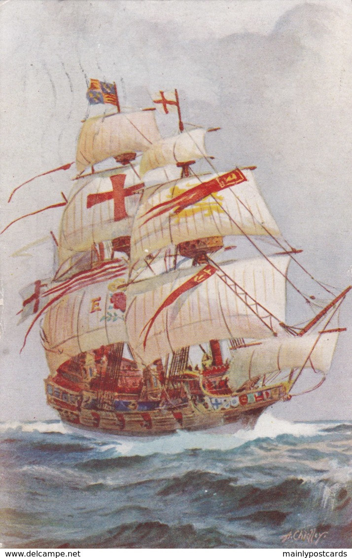 AM19 Shipping - Ark Royal Aka Anne Royal - Artist Signed Postcard - Sailing Vessels