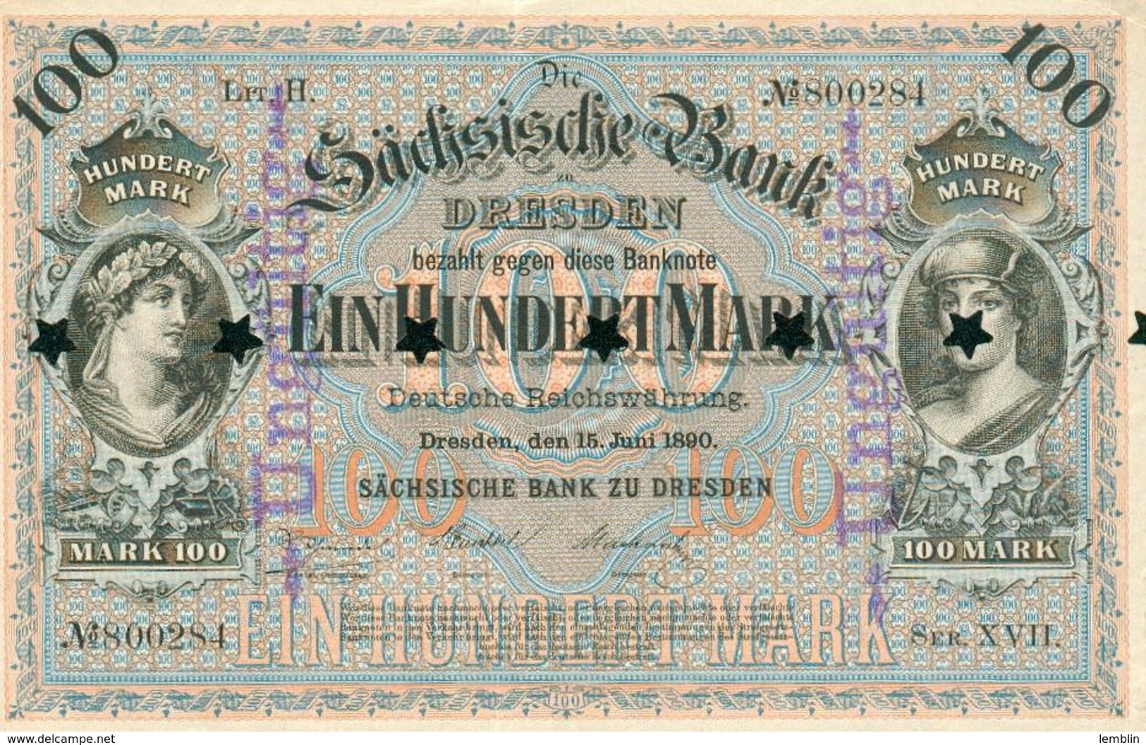 100 MARKS BANQUE SAXONNE 1890 - 100 Mark