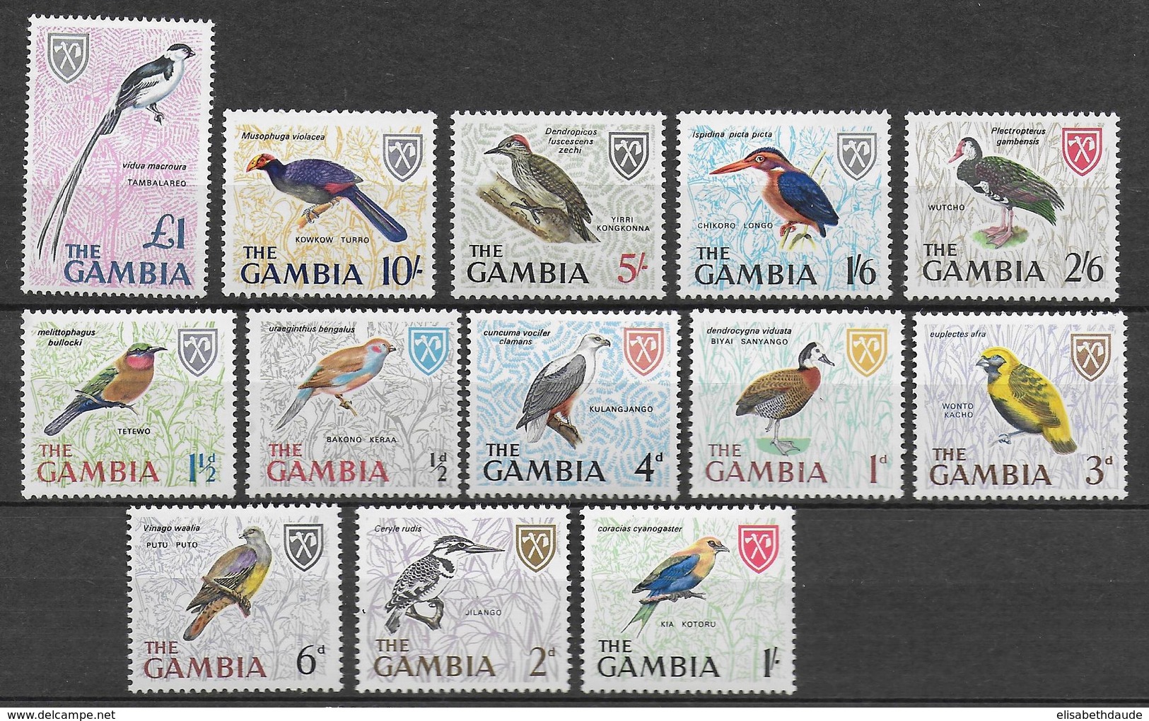 GAMBIA - OISEAUX / BIRDS - YVERT 208/220 * /MLH - COTE = 24 EUR. - Gambie (1965-...)