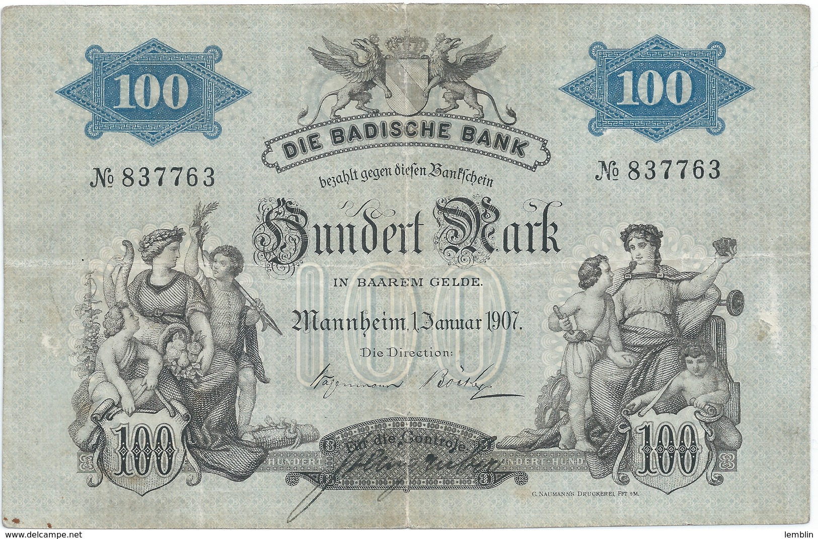 100 MARKS GRAND DUCHE DE BADE 1907 - 100 Mark