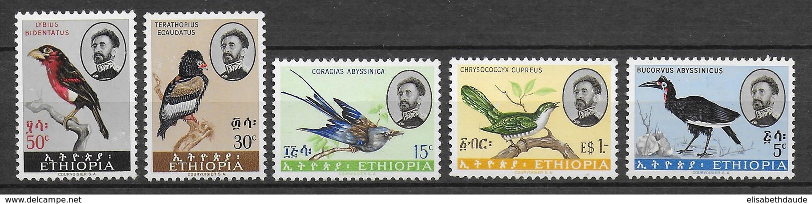 ETHIOPIA - OISEAUX / BIRDS - YVERT 388/392 * /MNH (INFIMES ADHERENCES SUR LA GOMME) - COTE = 20 EUR. - Ethiopie