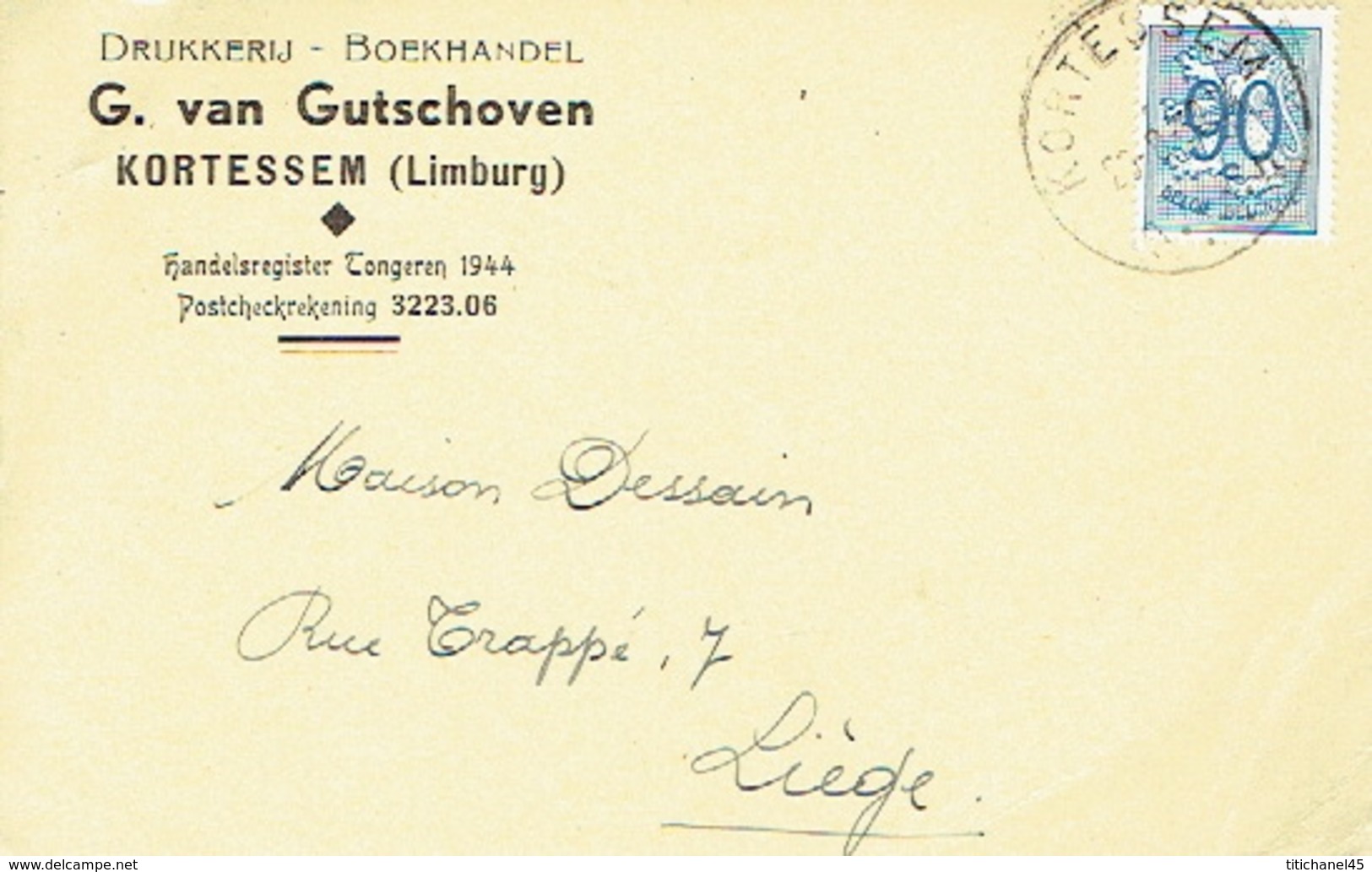 PK Publicitaire KORTESSEM 1952 - G. VAN GUTSCHOVEN - Drukkerij - Boekhandel - Kortessem