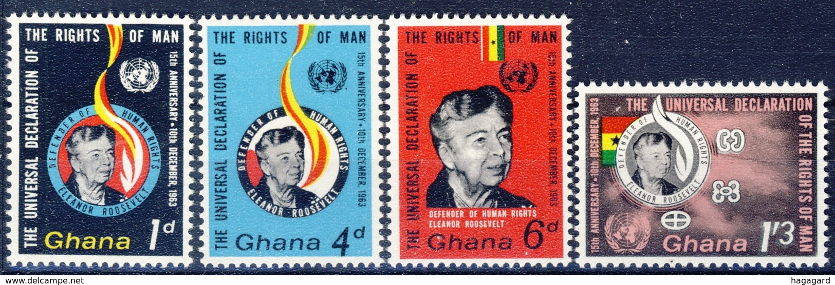 +B1536. Ghana 1963. Human Rights. Michel 166-69. MNH(**) - Ghana (1957-...)