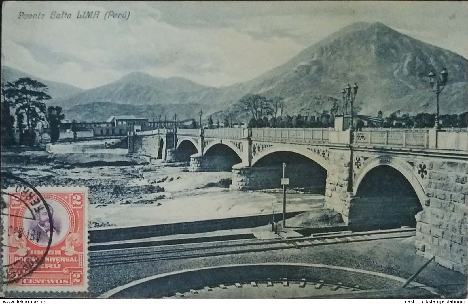 O) 1907 CIRCA-PERU, ADMIRAL GRAU SCT 169 2c Brown And Lilac, BALTA BRIDGE AND RIMAC RIVER, POSTAL CARD XF - Peru