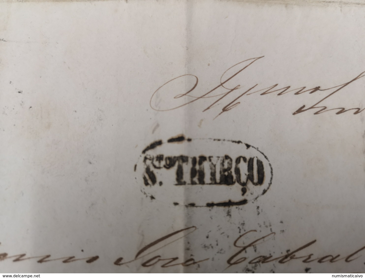 CARTA DATADA DE 1858 COM SELO D PEDRO V CARIMBO PORTO E S.THYRSO - Covers & Documents