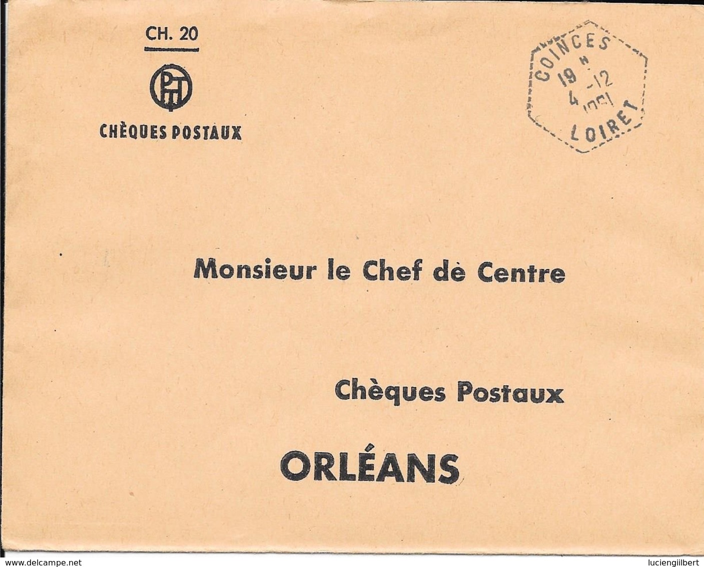 LOIRET 45  -   COINCES   -  CACHET CORRESPONDANT POSTAUX  - TYPE 8 - 1961 - Cachets Manuels