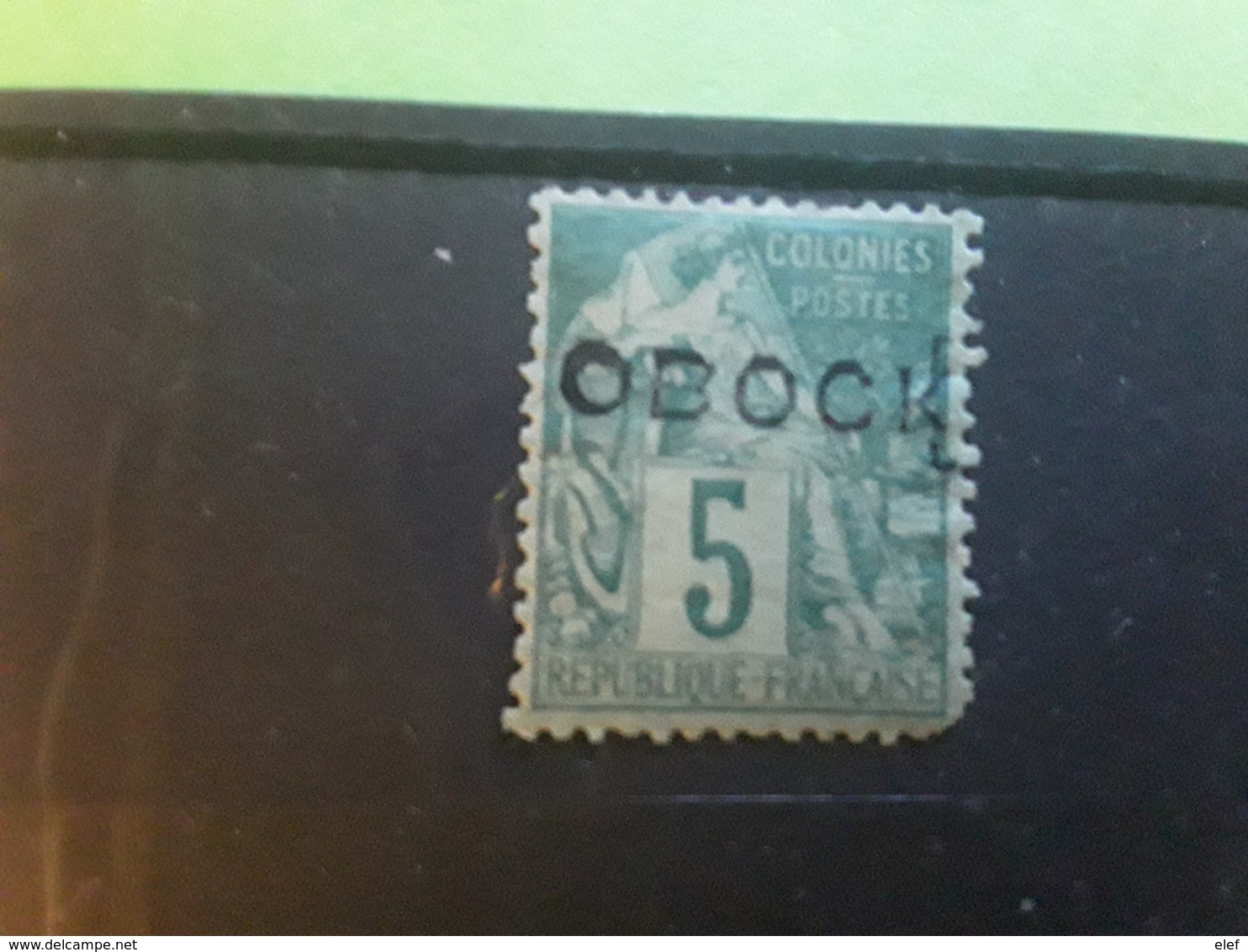 OBOCK 1892 , Type Alphee Dubois ,  Yvert No 13 , 5 C Vert VARIETE Surcharge  , Neuf * Btb - Unused Stamps