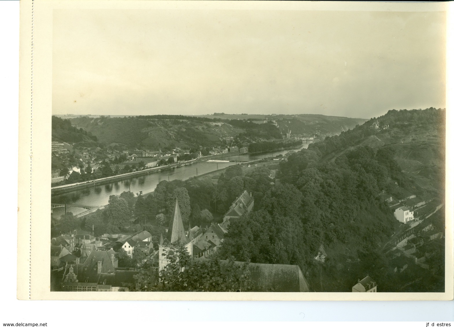 Dinant Panorama Près De Crèvecoeur Impression Brillante Sur Carton Vernis Vers 1930 24,4 X 17,5 Cm - Autres & Non Classés